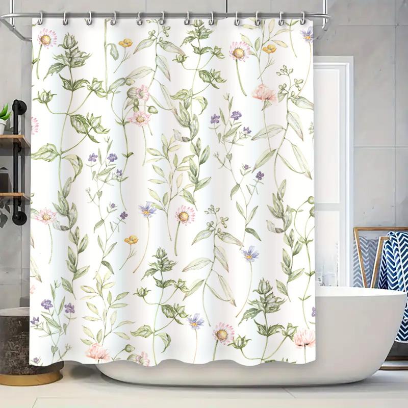 

Colorful Butterfly Floral Shower Curtain Bathroom Decor Artistic Blue Flower Pink Hibiscus Waterproof Fabric 72X84 Inches For Ba W60H190(CM)-1 Pcs