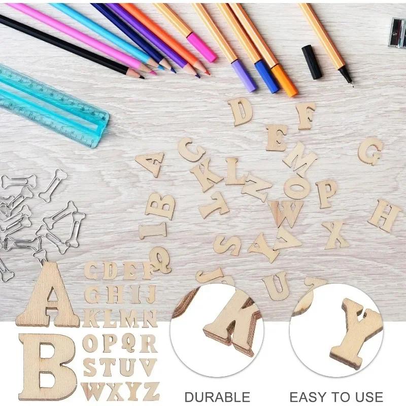100pcs Craft Letters Small Wooden Alphabet Letters Unfinished Wood Letters Wood Pieces for Crafts Spelling Education Wood Crafts