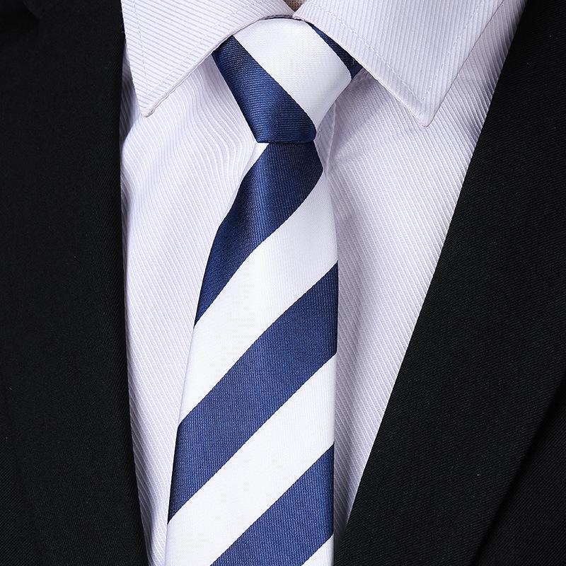 Men'S Blue Business Dress Tie Wedding Groom Work Korean Version Zipper-Style No-Beater Tie Gift Box