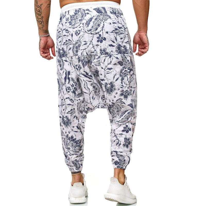 2024 Summer Beach Style Thai Lantern Pants Wide Leg Pant Drawstring Elastic Waist Printing Long Pants Trousers Clothing For Men