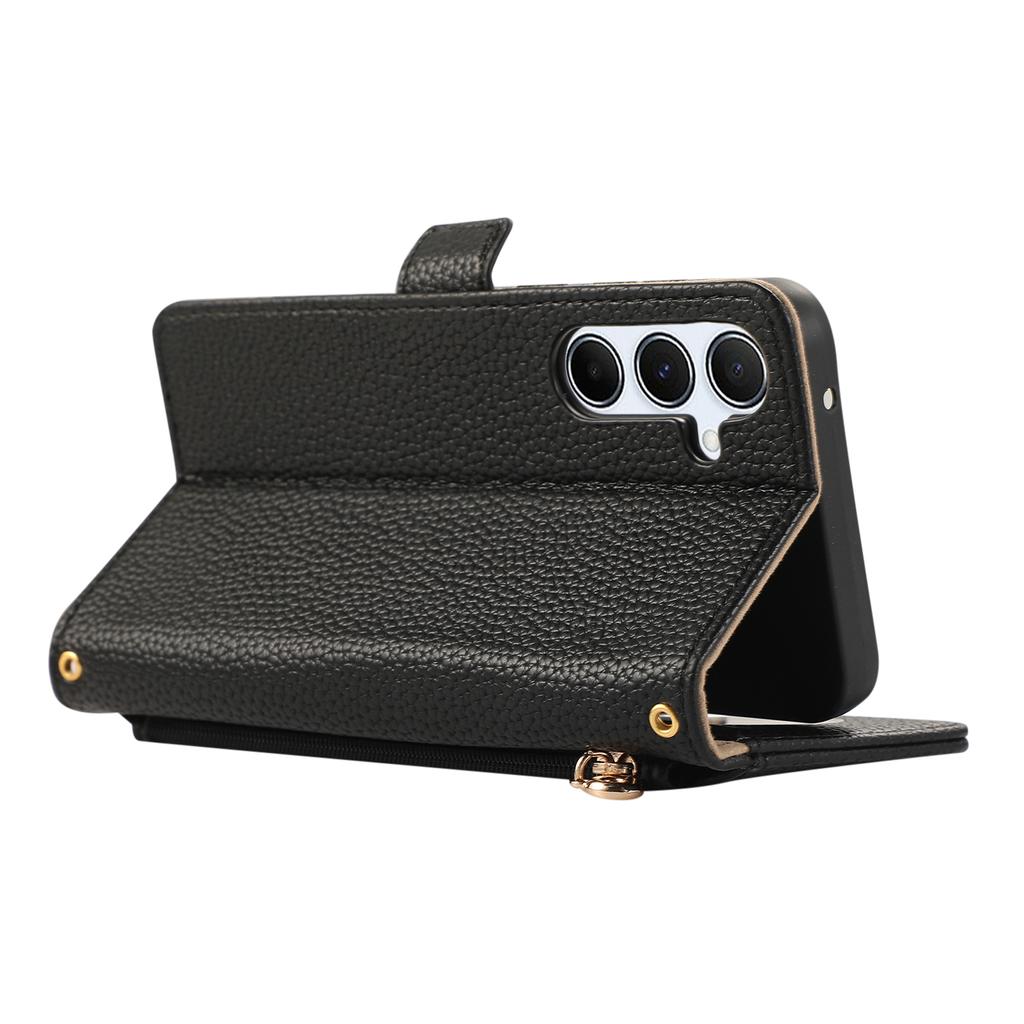 For Samsung Galaxy A55 5G Wallet Phone Case Shockproof TPU+PU Leather Flip Cover with Mirror,Strap