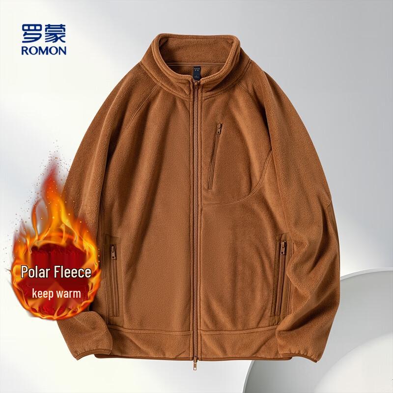 Luomeng Men s Casual Stand-Collar Fleece Jacket XL