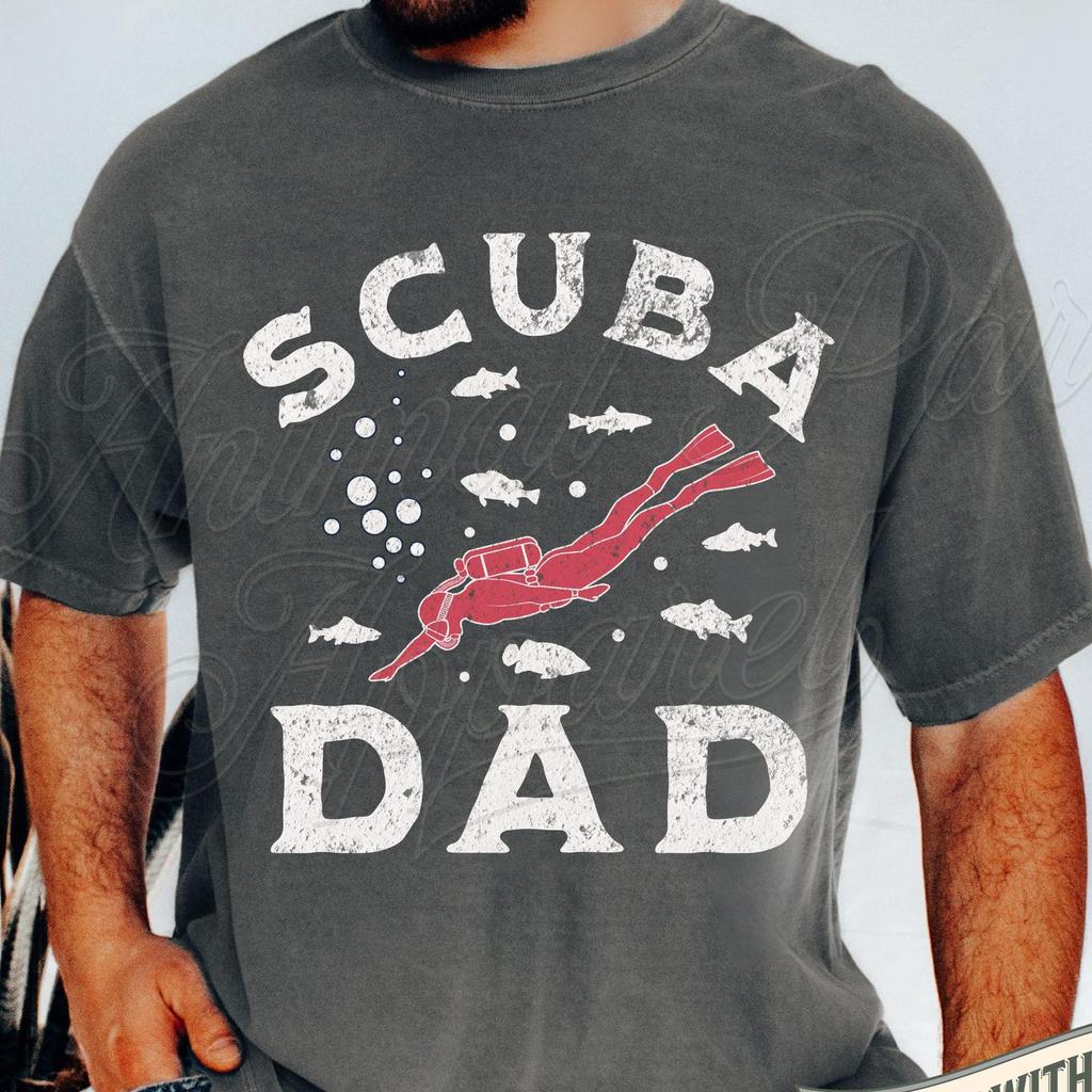 Scuba Dad Vintage T Shirt, Gift Dad Diving, Diver Fathers Day Gift, Father Who Dives, Scuba Diving Dad Retro Shirt, Dad Diver Graphic Tee