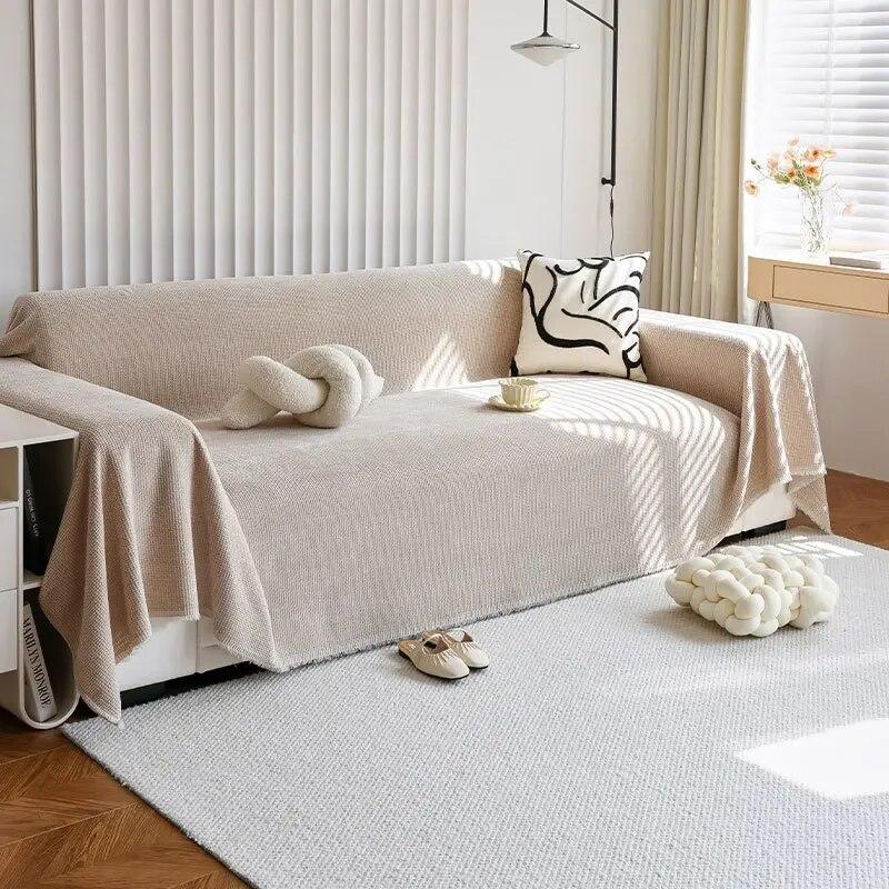 Weicher Chenille-Sofabezug in einfarbiger Farbe für Wohnzimmer, luxuriöser Stickerei-Sofabezug, modern, einfach, universell, rutschfest, Sofa-Handtuch