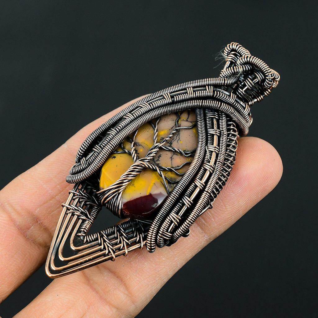 Handmade Copper Wire Wrapped Tree of Life Pendant Mookaite Jasper Stone Necklace – Unique Boho Jewelry for Women & Men