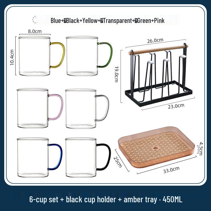 Handun High Borosilicate Glass Cup with Drainage Tray Set