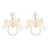 [uxcell] Set of 2 Ribbon Bow Keychains, Cute Pearl Wristband Keychains, Bow Decorative Heart Pendant Bag Accessories for Handbags, Totes, and