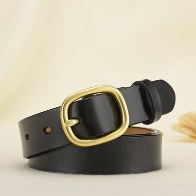 Women'S Belt Simple Real Cowhide Black Belt Genuine Leather Student Decorative Jeans Belt Women