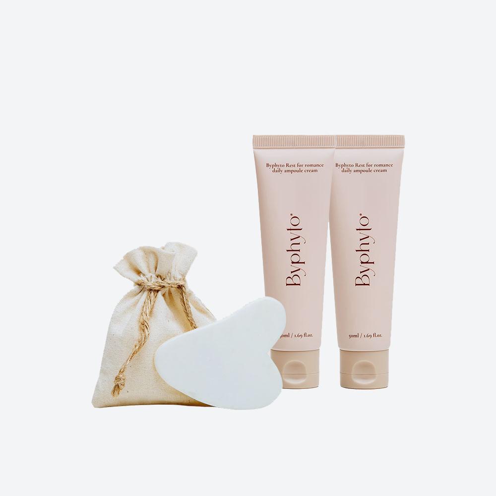 [Byphyto] Byphyto Gua Sha Cream Home Care 3-piece Set (2 Ampoule Creams + 1 Lifting Stone Gua Sha) Cream 2-piece set