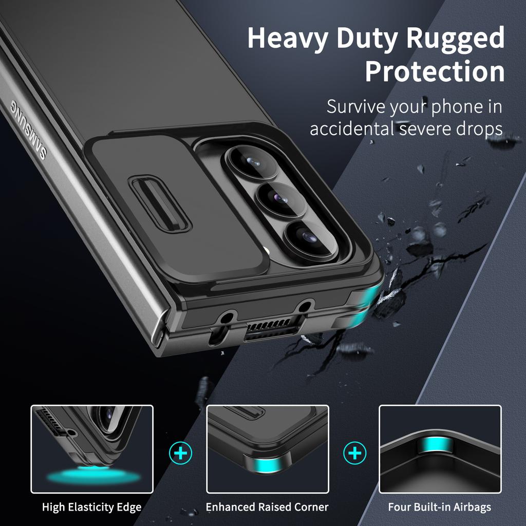 Nárazuvzdorný kryt pro Samsung Galaxy Z Fold 7 Posuvný kryt na ochranu fotoaparátu pro Samsung Z Flip 7 Fold 6 5 4 Matný pancéřový kryt na telefon