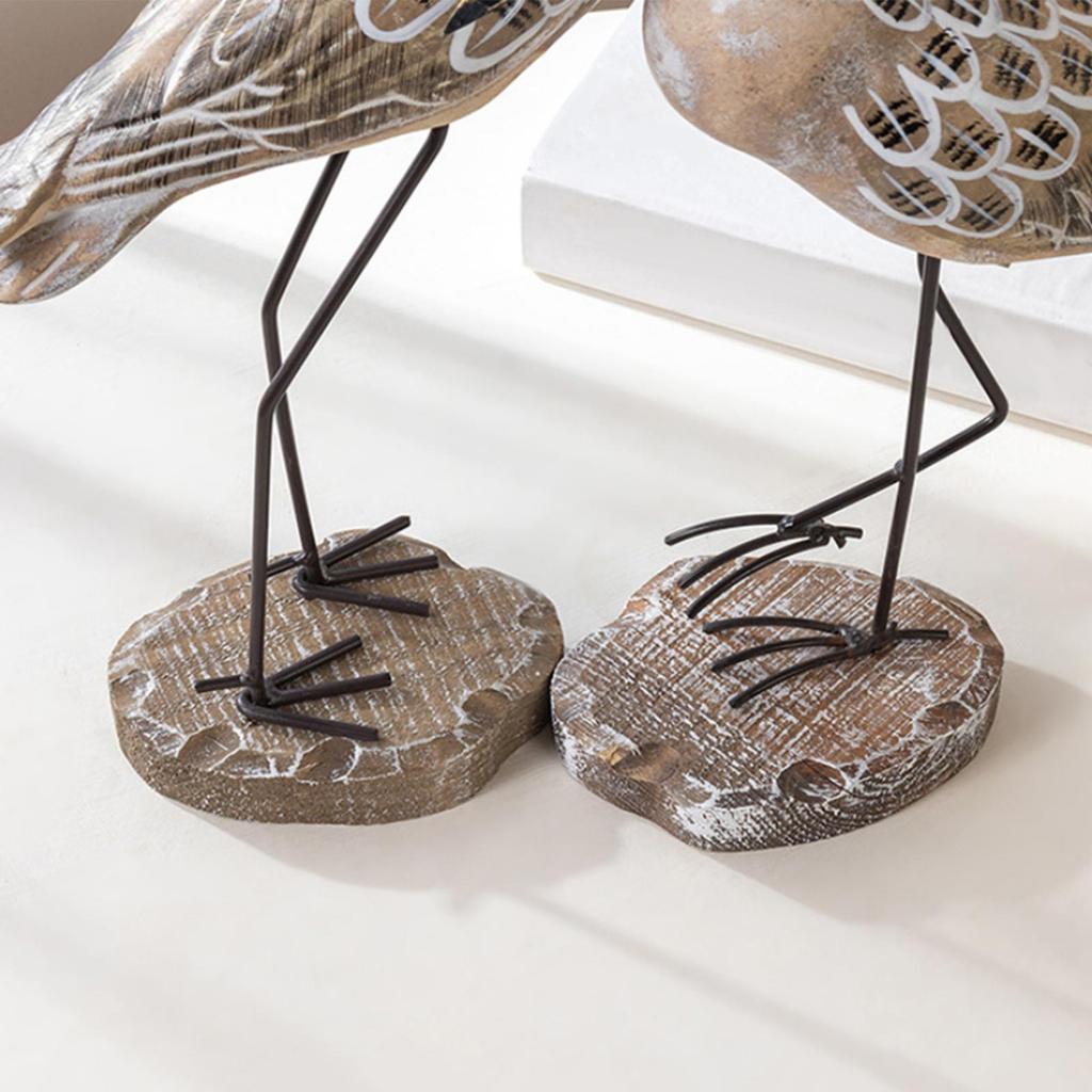Set of 2 Wooden Seagull Figurines, Ideal As A Gift for