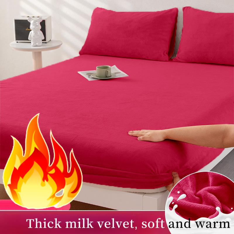 2025 Autumn/Winter New Single Milk Velvet Thickened Bed Sheet, Mattress Protective Cover, Coral Velvet Bed Shee