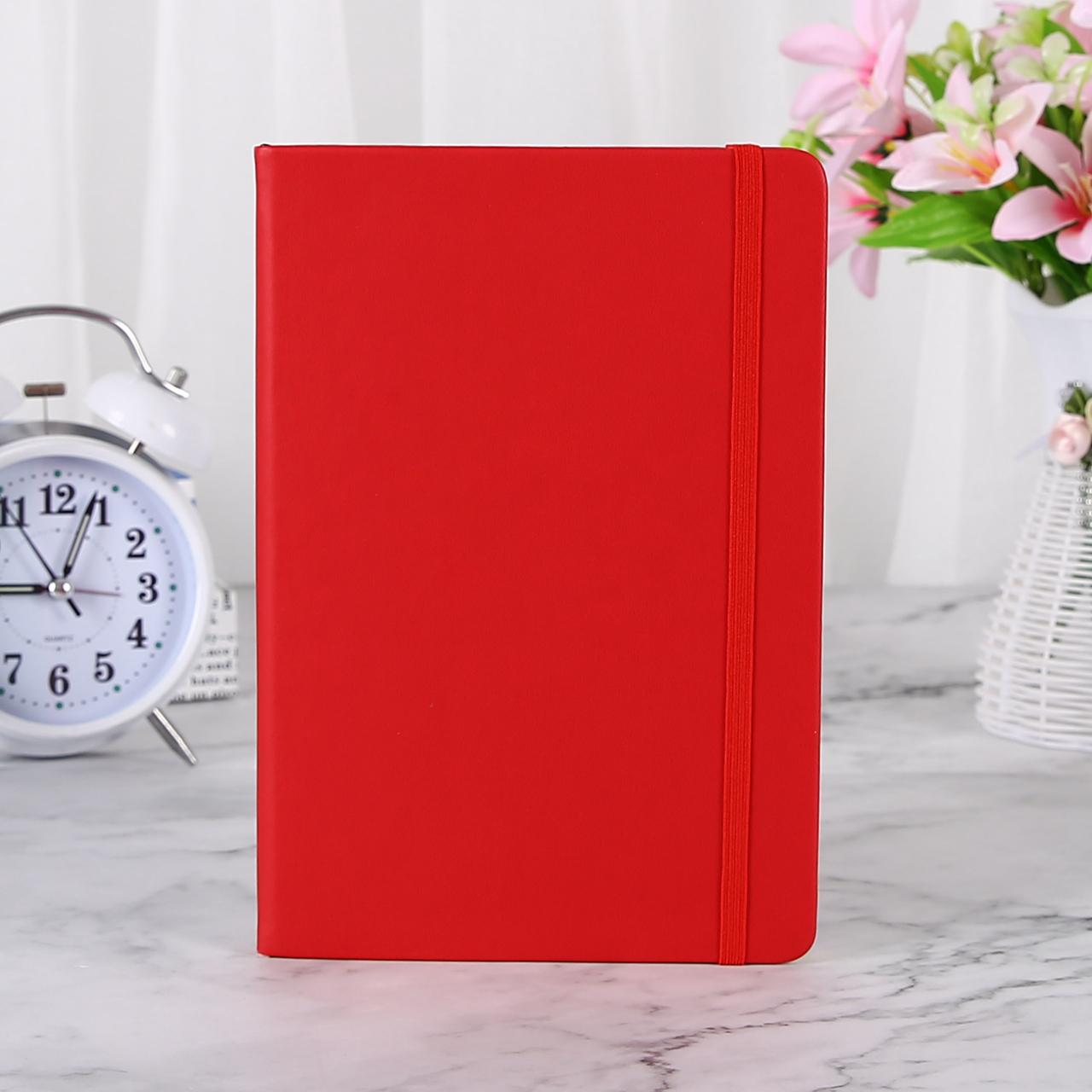 PU Leather Custom A5 A6 Hardcover Diary Notebook with logo High Quality Business Office Lining Personalized Printing (Red,A5&A5)