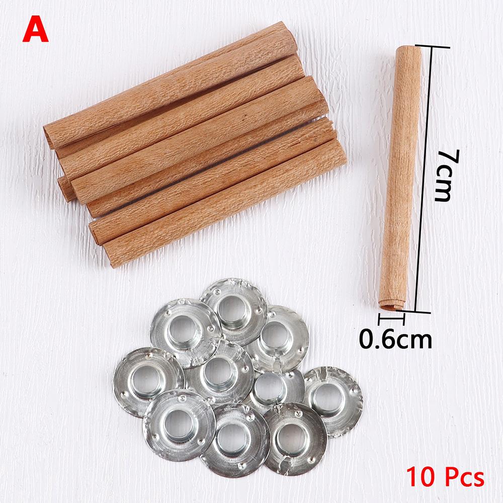 

10Pcs 6mm 8mm 10mm 15mm Cylindrical Wooden Candles Wick With Sustainer Tab DIY Candle Making Supplies Handmade Soy Wax Wick