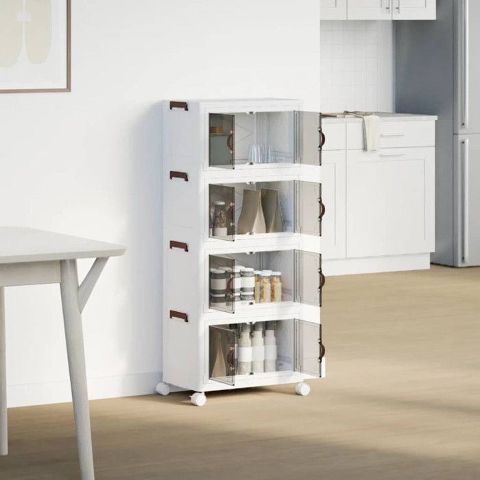 Boîte de rangement empilable avec roues à 4 niveaux 28 L