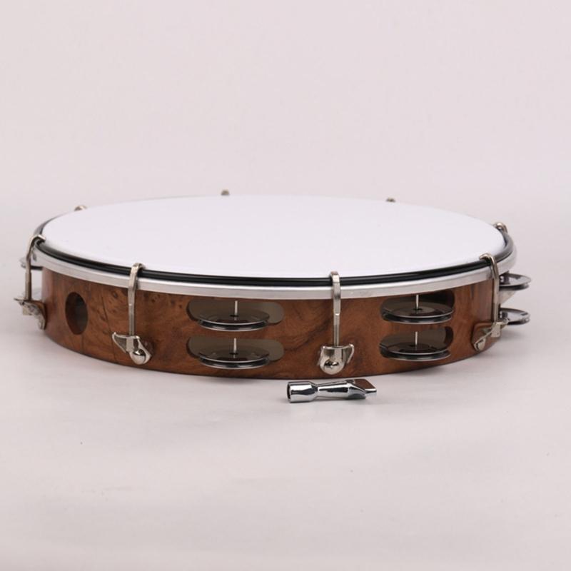 10inch Double Row Bells Tambourine Small Musical Beat Instrument Hand Drum Hand Held Tambourine Drum Bells Music Toy