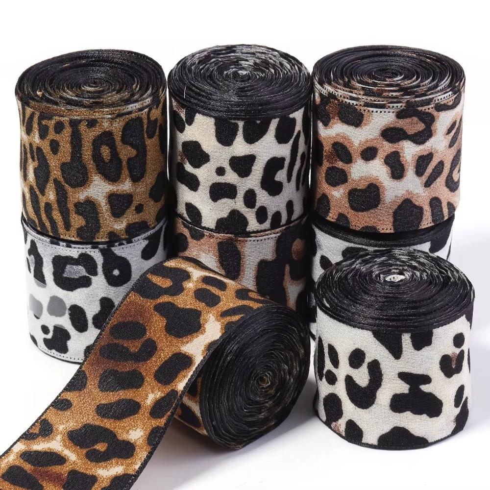 5Yards/Roll Faux Silk Faux Silk Ribbon Leopard Pattern DIY Craft Ribbon  Home Decoration