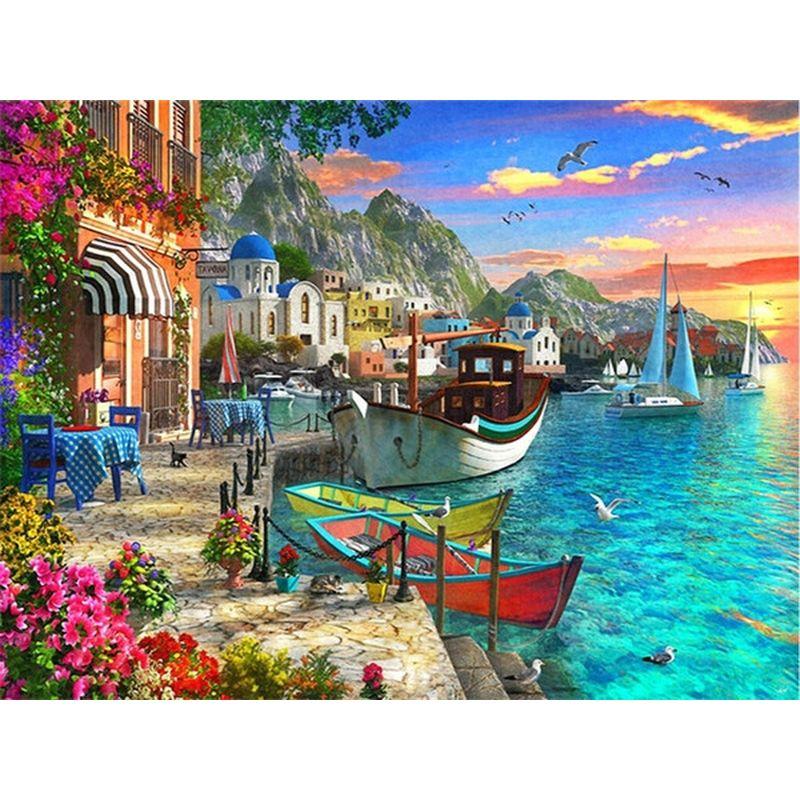 

Diy Мозаика Круглая Алмазная Вышивка Городской Пейзаж Полный 5d Круглый Алмазный Набор Для Рисования Хобби Домашний Декор Full Round 20x30CM