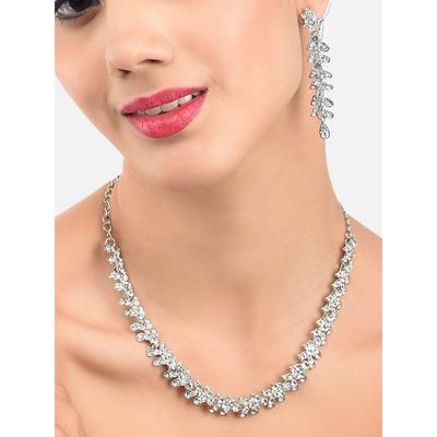 Twinkling Leaf Twigs Austrian Diamond Necklace Set for Women