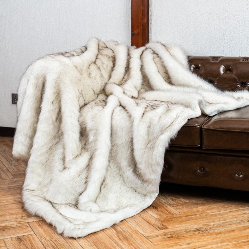 Luxury Fox Fur Throw Blanket Winter Warm Fluffy Soft Blankets Bedspread On the Bed Faux Fur Blanket Plaid Throw for Sofa Towel