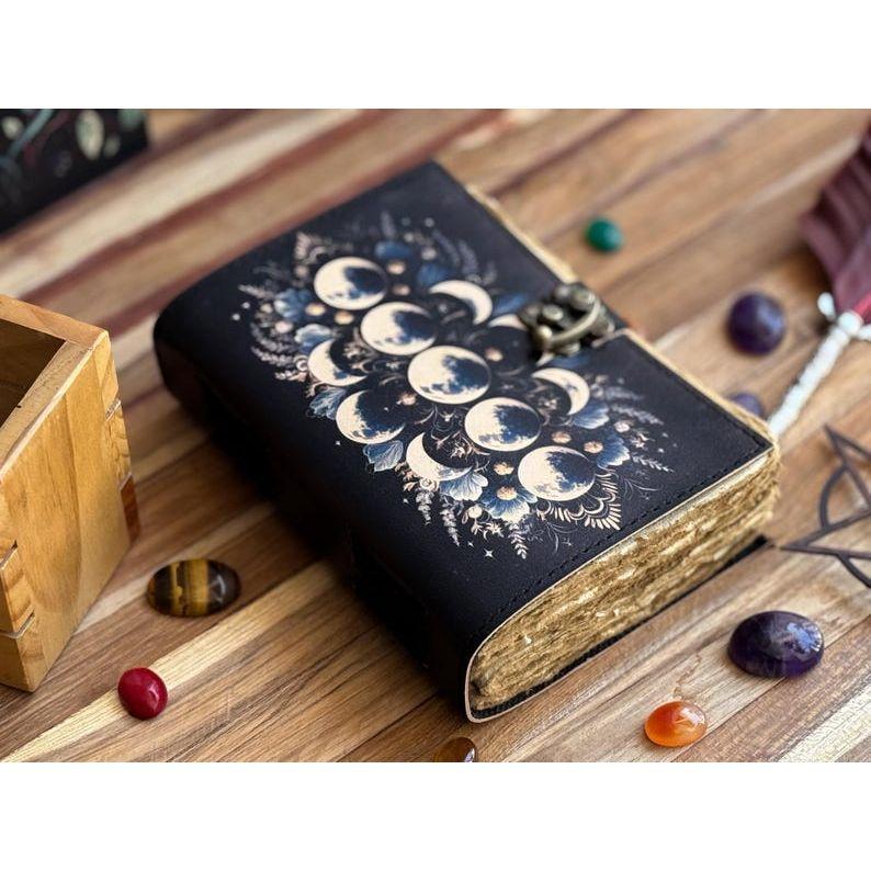 Sun Moon leather journal For Men Women 200 Page of Antique hademade Decle Edge pepar Leather Traveling Sketchbook For Men Women