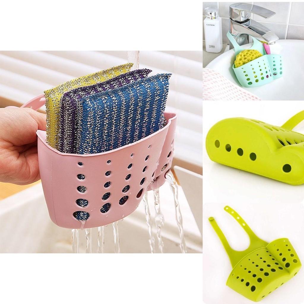 Versatile Kitchen Sink Soap Sponge Holder With Adjustable Strap For Easy Organizing