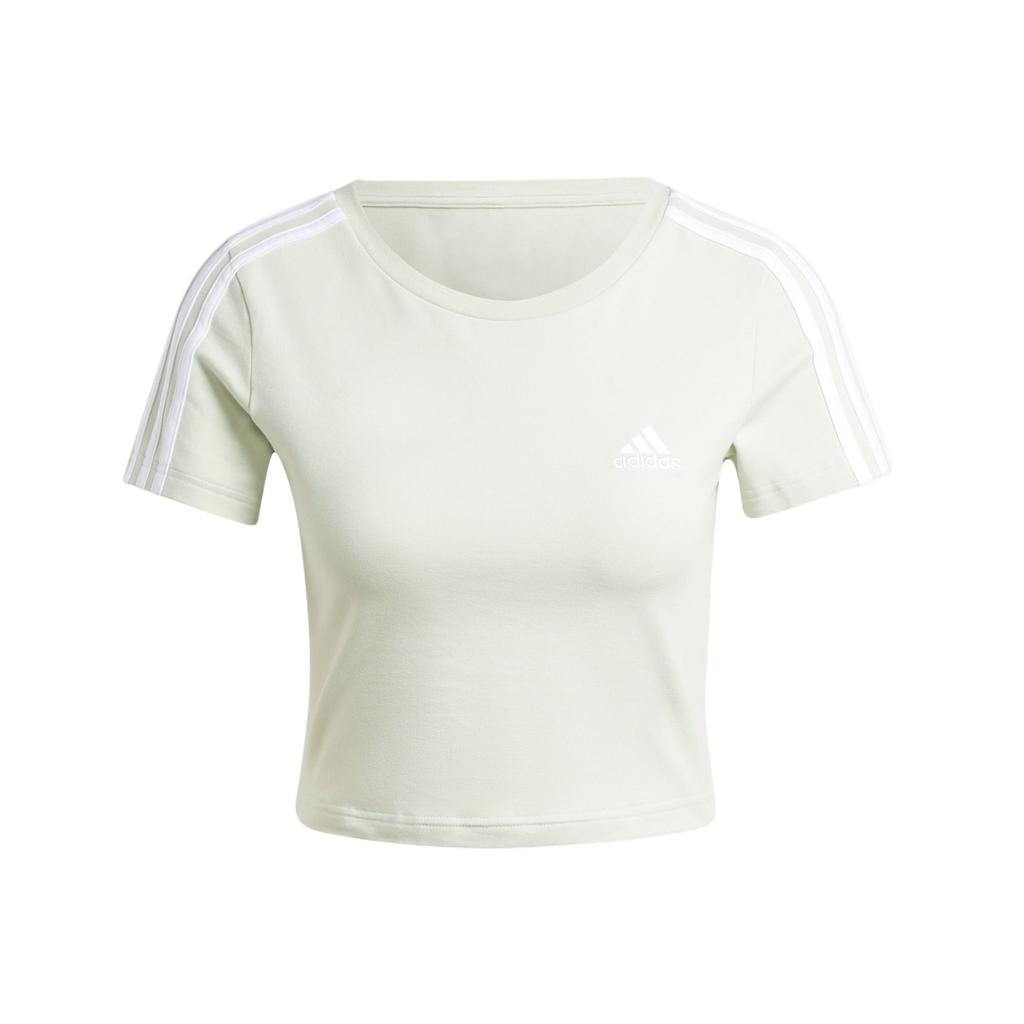 Adidas Essentials Cropped Slim Fit Round Neck T-Shirt Women Tops Linen-Green IY4270