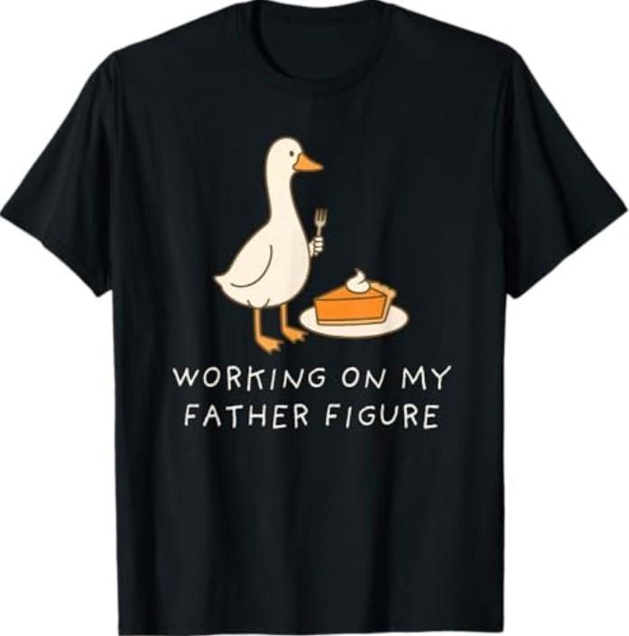 Goose Eating Pie for Two Couple Working On My Father Figure T-Shirt Unisex T-Shirt S