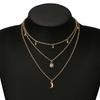 New Boho Vintage Multi Layered Crystal Pendant Necklaces for Women Luxury Gold Color Moon Cross Star Choker Chains Party Jewelry