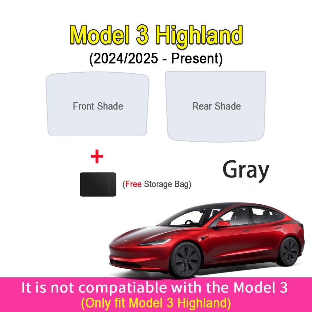 Sunshade Sunroof For Tesla Model Y Juniper Model 3 2025 2025 Upgrade Ice Cloth Buckle Sun Shades Glass Roof Front Rear Skylight
