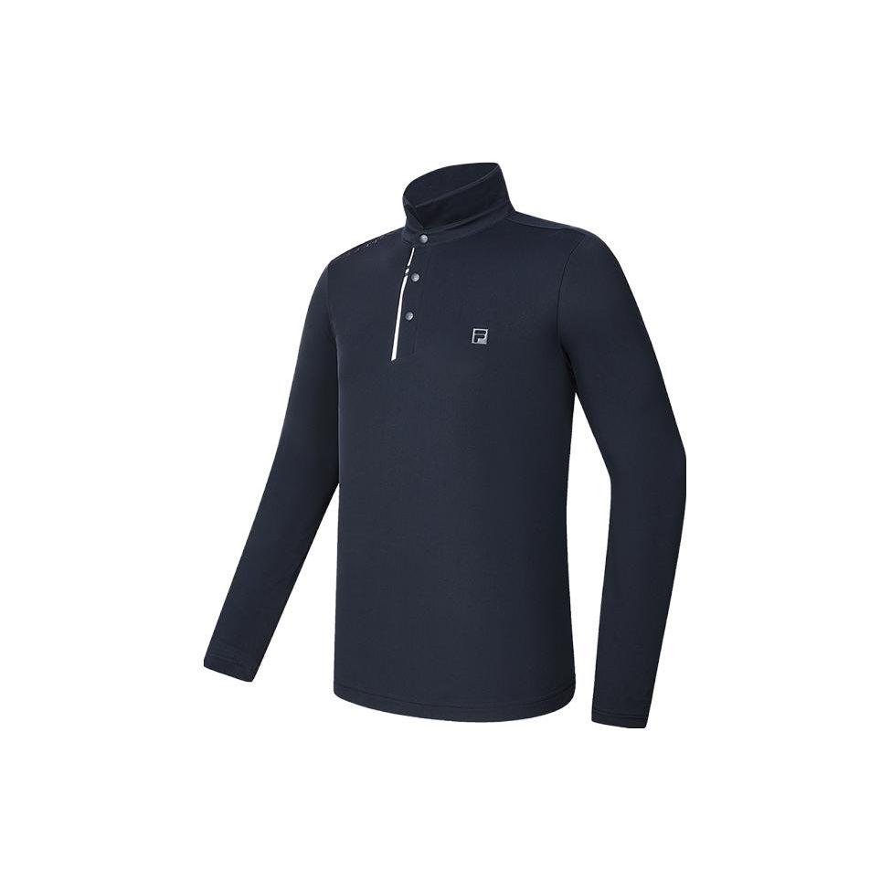 FILA Golf Series Solid Color Elite Long Sleeve Polo Shirt Men tops Legendary-Blue A11M415205F-NV