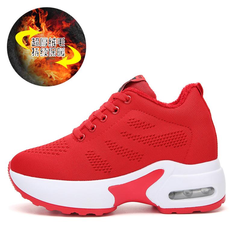Women's shoes autumn and winter breathable thick-soled casual inner heightening shoes lightweight soft-soled sports shoes women's cotton shoes