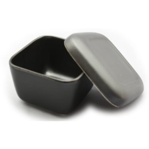 Santo Banko Ware Ohitsu (Ceramics), Black Glaze, Small, Square, 1 Pair, Made in Japan, 09747