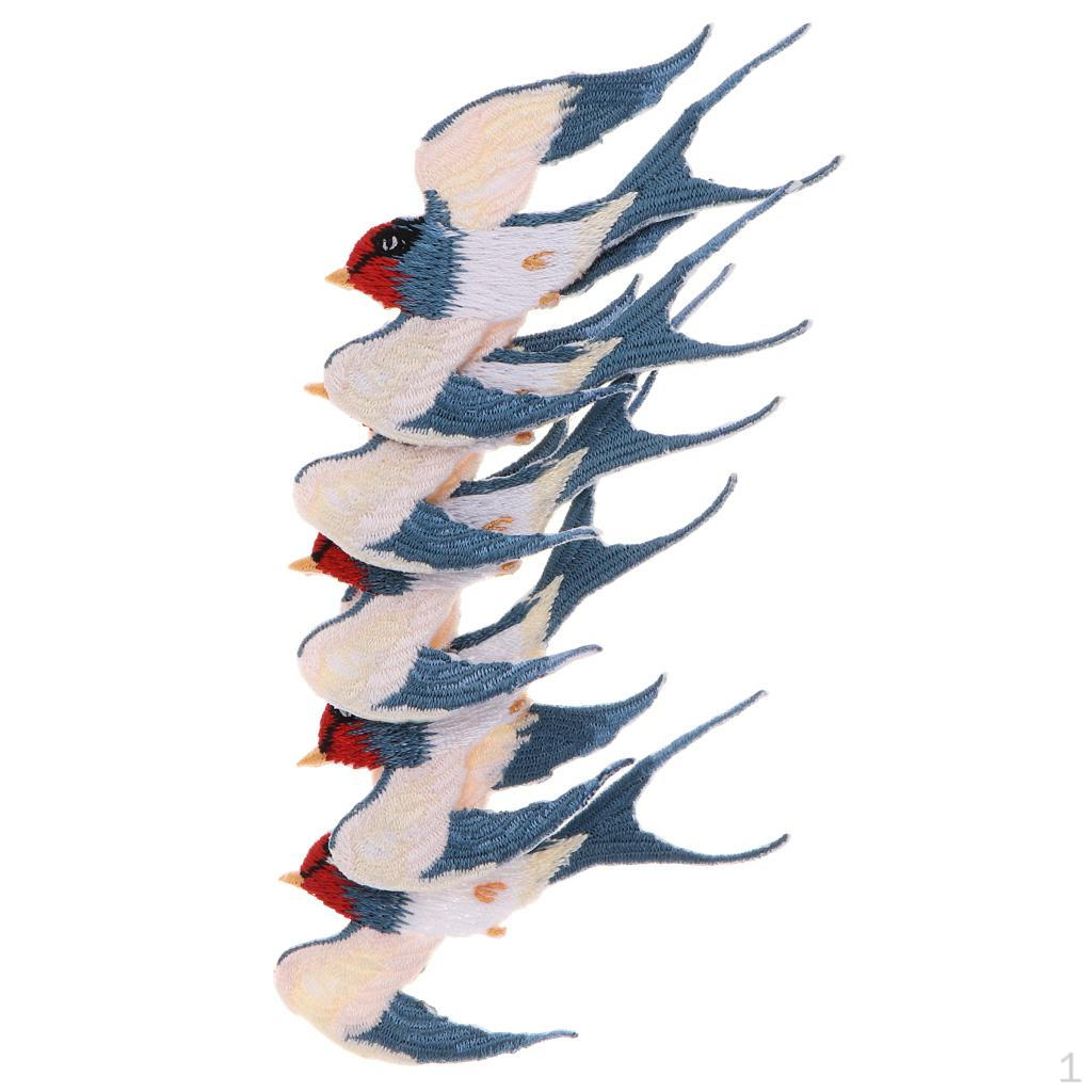 

5 шт. вышивка патч аппликация ласточка узор значок тканевые наклейки Swallow 2