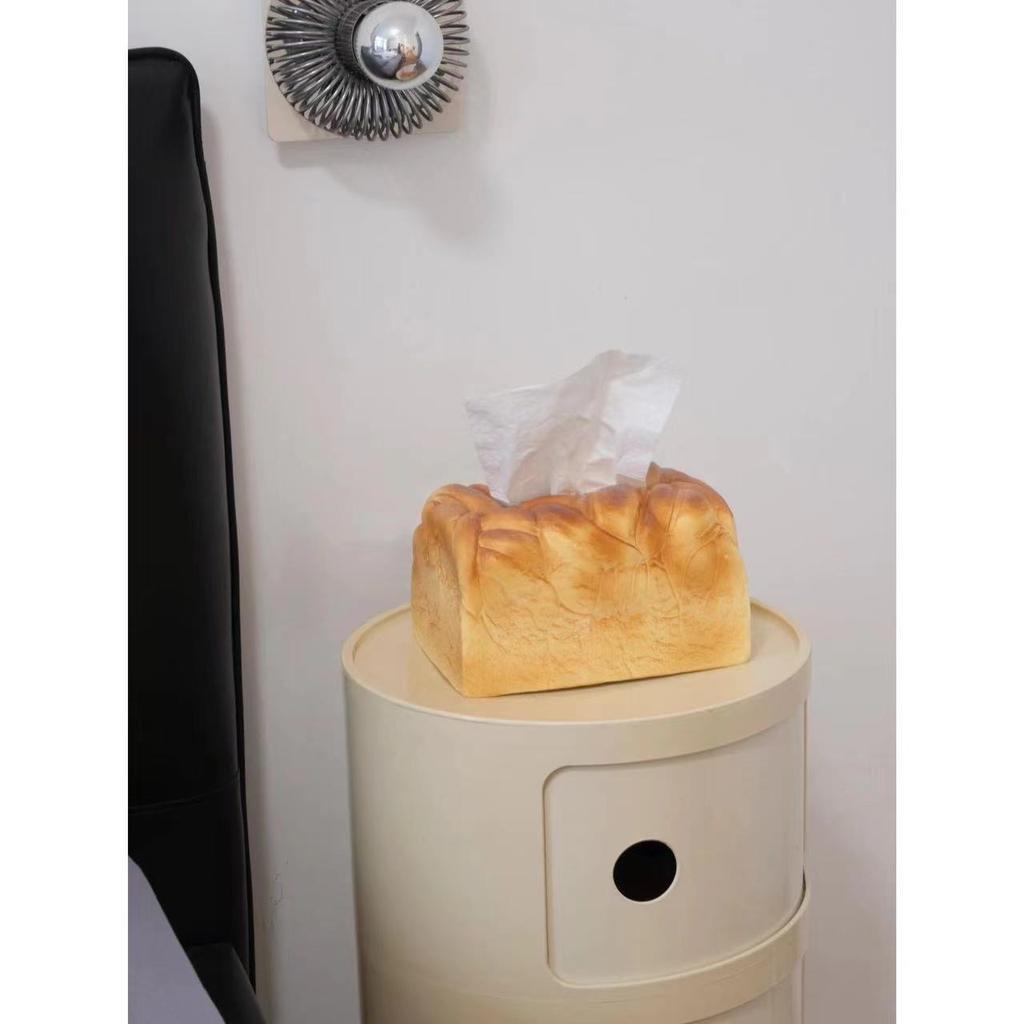 INS Funny Bread Tissue Box Artificial Elastic Butter Toast Shape Paper Storage Box Creative Spoof Home Office Drawer Napkin Box