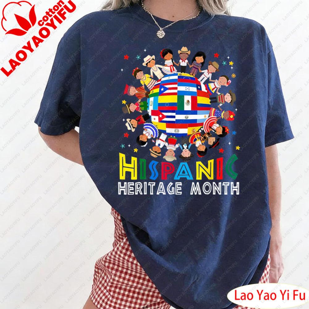HERITAGE MONTH T Shirt Colorful Flag Print Clothes Womne Tee The Patterns of National Flags of Various Countries Clothes