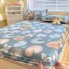 Leaf Printed Fitted Sheet with Elastic Band Skin-friendly and Breathable Single/Queen Bedsheet Soft Bedding (without pillowcase)