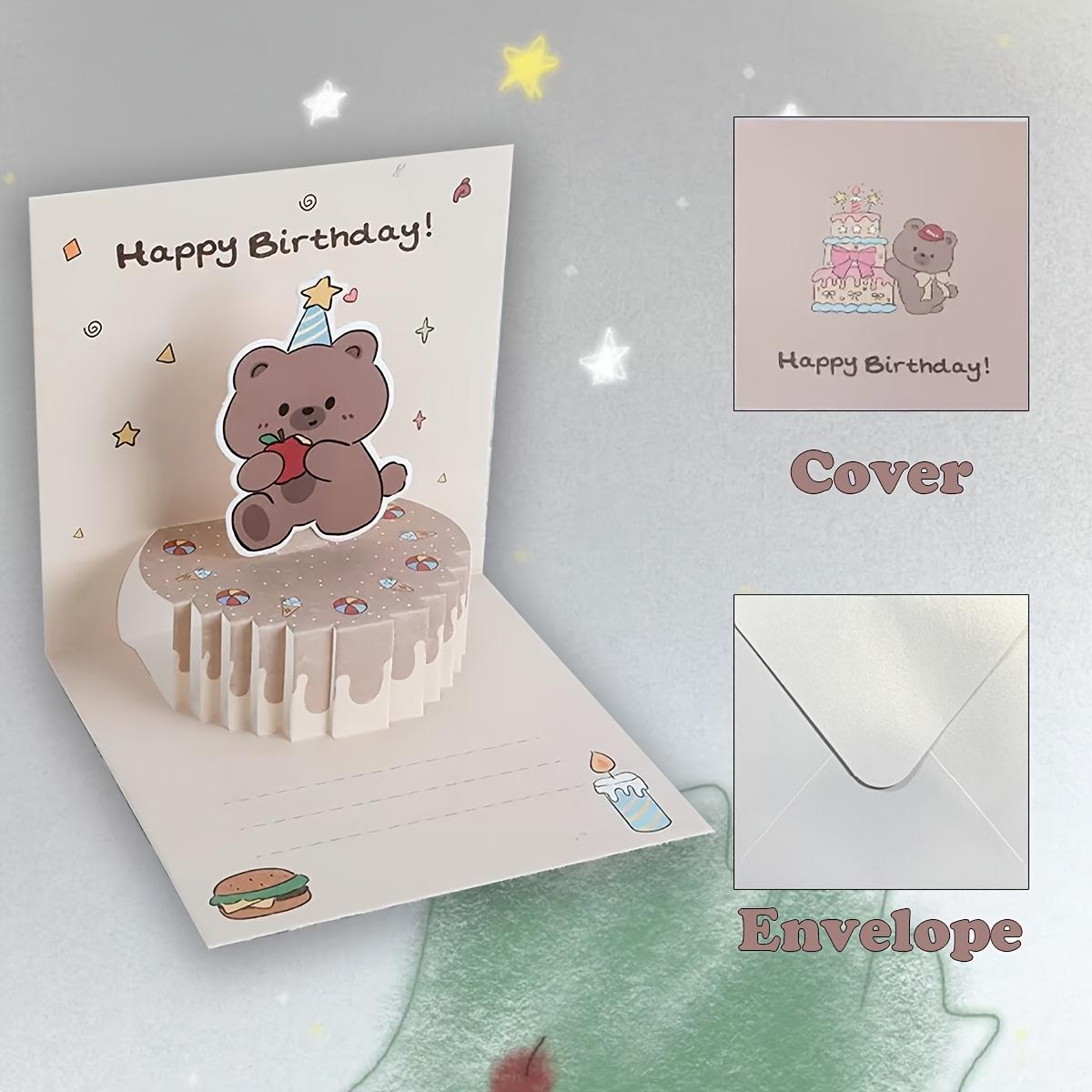 Okouzlující 3D Pop-Up Králíček Dort Narozeninové Přání - Rozkošný Králíček a Cupcake Design s Růžovým Krémem, Prémiové Papírové Řemeslo pro Děti white