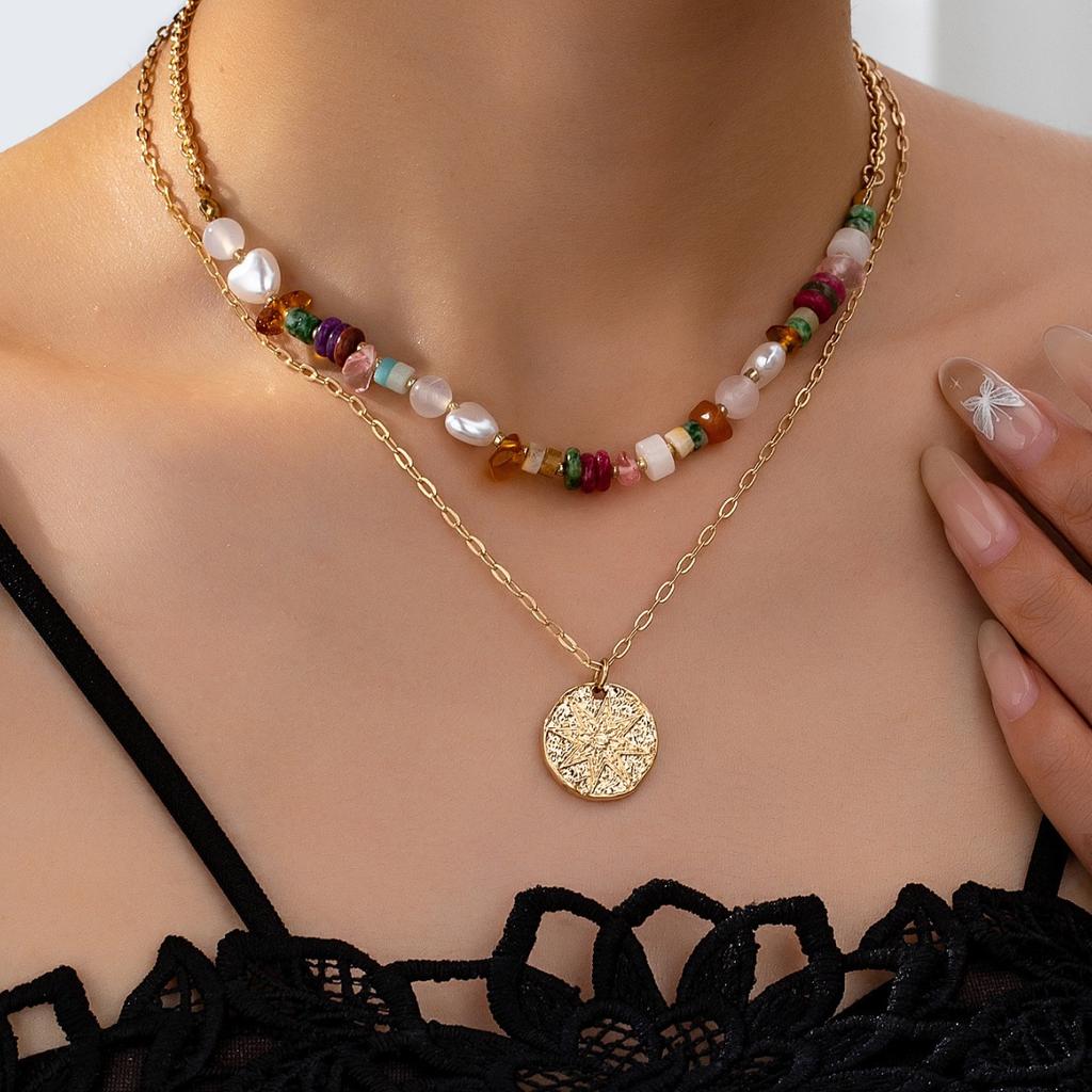 Fashionable, Personalized, Simple, Versatile, Bead Double Layered Chain Necklace, Versatile, High-end, Collarbone Chain