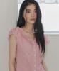 Seuteulaipeumagalin Silhouette Puff Shirred Lace Blouse Red