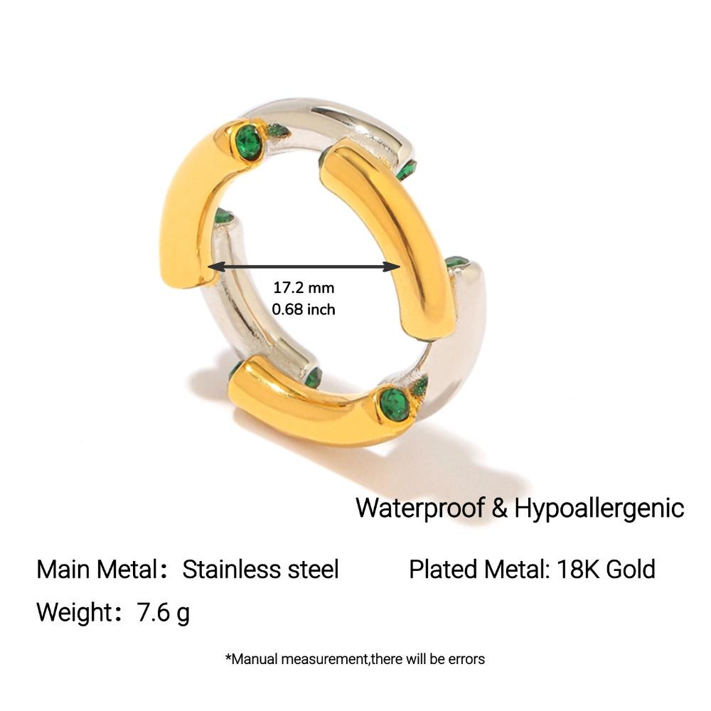 Ying Tai 18K Gold Plated Titanium Steel Women s Luxury Stainless Steel Ring with Diamonds, Non-Fading. Size 7