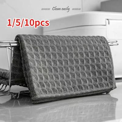 Waffle Rag Kitchen Dish Cloth Absorbent Non-linting Rag Household Thickened Cleaning Cloth Dish Cloth Hand Towel