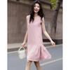 Elegant Sleeveless A-Line Midi Dress with Side Pleats