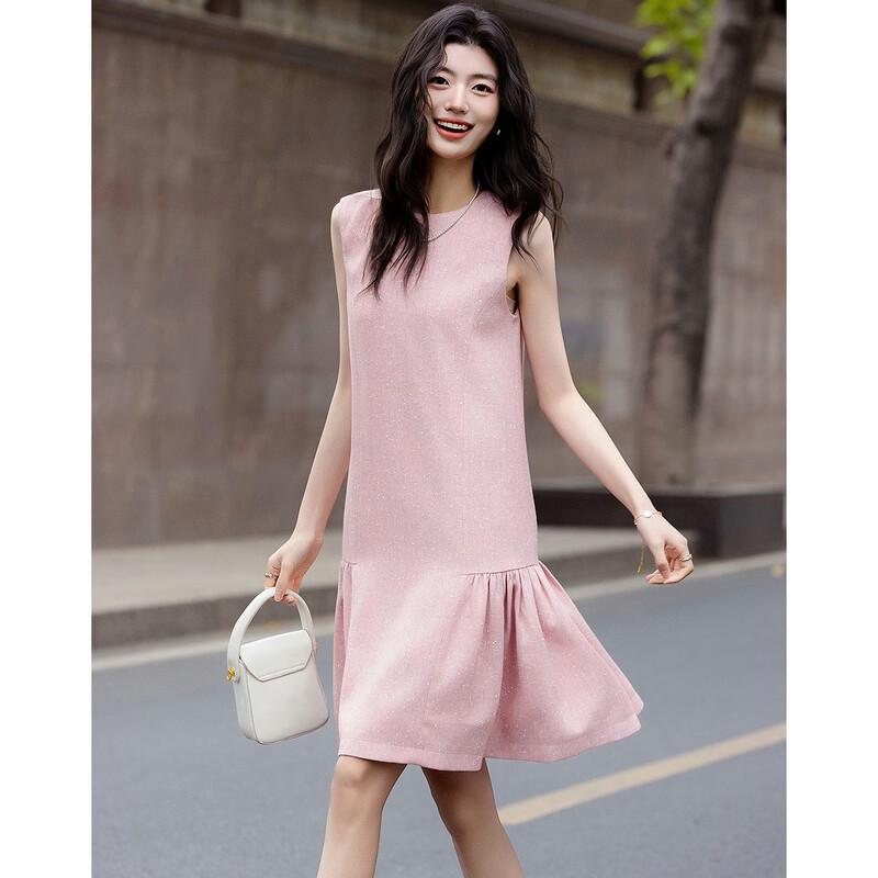 Elegant Sleeveless A-Line Midi Dress with Side Pleats