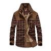 Lapela manga longa xadrez retalhos impressão bolsos único breasted casaco masculino inverno engrossado forro de lã algodão outerwear