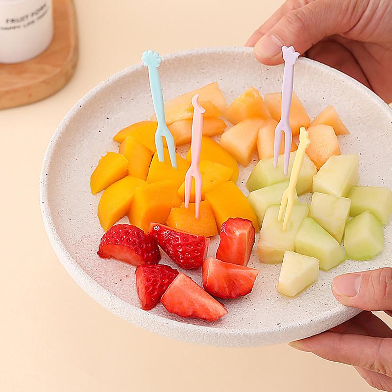 50Pcs/Set Fruit Fork Candy Color Mini Fruit Picks Plastic Snack Dessert Forks