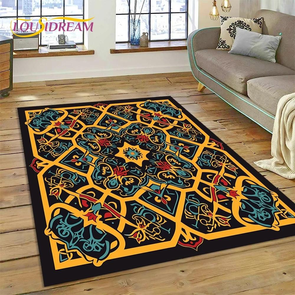 3D Turkey Persian Bohemian Mandala Flower Koberec do ložnice Obývací pokoj Domácí Dekorace na pohovku,Děti Large Decor Floor Mat