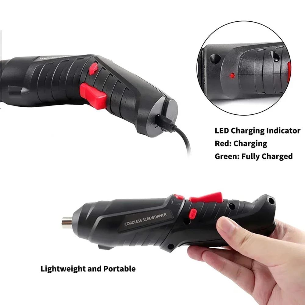 STONEGO 3.6V Cordless Electric Screwdriver Kit, Rechargeable with 44/11pcs Bit Set, LED Light, Flexible Shaft, Micro USB