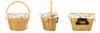 Natural wicker bicycle basket with handlebar insert, click flowers, plug-in