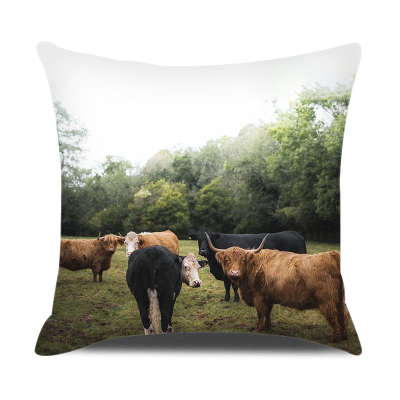 Animals Cushion Cover 18x18 Inches Throw Pillow Case Cow Sheep Donkey Pig Printed Pillow Cover Farmhouse Home Decor Cushion Case